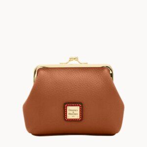 EUC - Dooney & Bourke Brown Leather Kiss Lock Coin Purse/Clutch